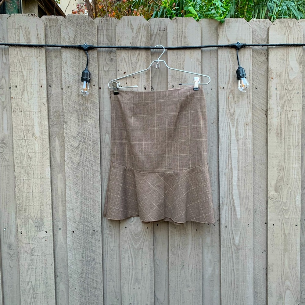 Brown Plaid Bebe Pencil Skirt - Size 2